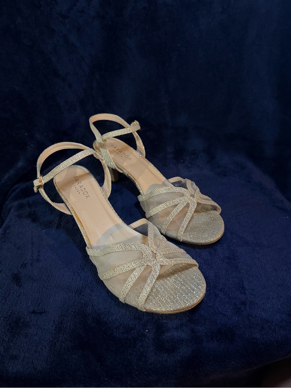 Paradox Gold Glitter Strappy Open-Toe Sandals